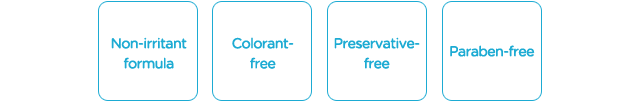 低刺激処方、無香料、無着色、防腐剤フリー